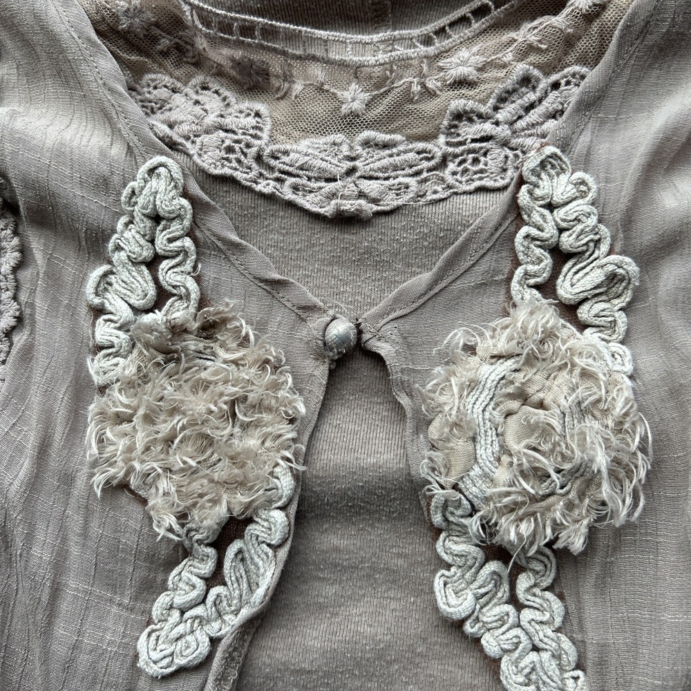 Pretty Angel Womens S Lt. Brown Lace  Layered Ethereal Coquette Tunic/Dress Boho - Picture 12 of 14